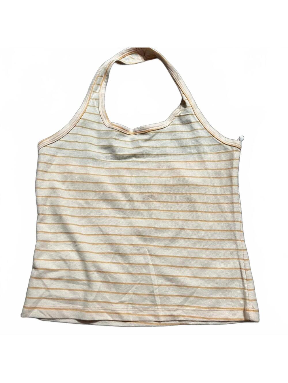 Y2K 90s Sufer Girl SideOut Orange Stripped Halter Top Size M